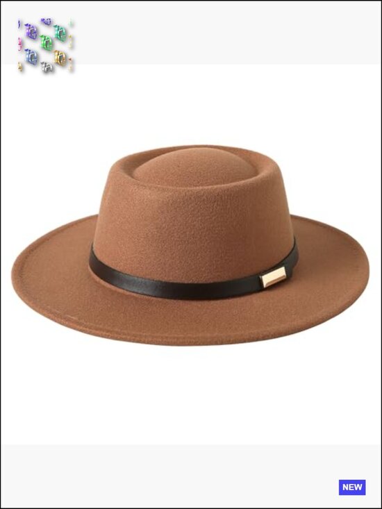 Vintage Wide Brim Wool Fedora Hat Belt Panama Felt Jazz Hat Adjustable One Size